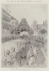 Der Besuch des deutschen Kaisers in Palästina, der Kaiser und die Kaiserin auf dem Weg zum Bahnhof in Beirut, auf dem Weg nach Damaskus